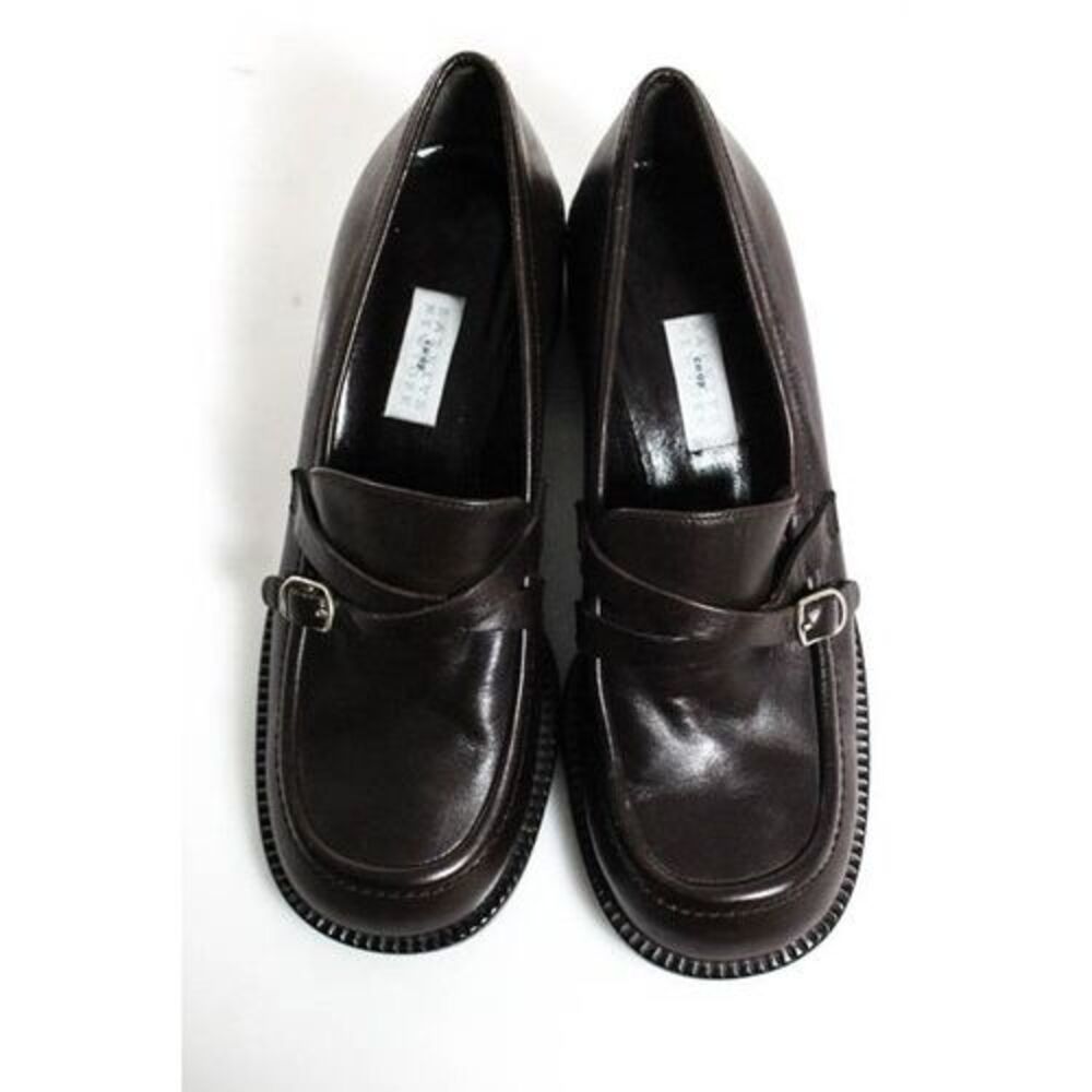 BARNEY'S NEW YORK Dark Brown Leather Silver Tone Buckle Detail Clogs Sz 36 6 - Picture 2 of 7